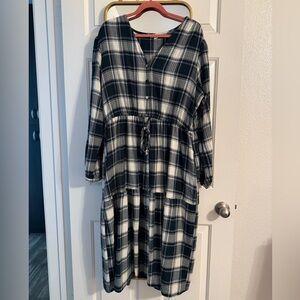 Knox Rose Green and White Plaid Dress